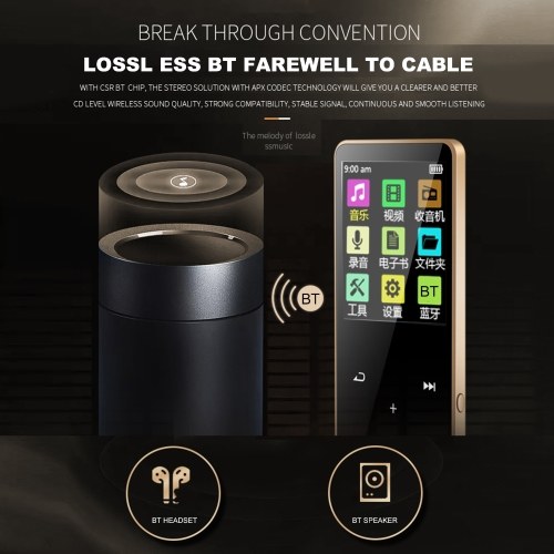 

MP3 Player with BT Portable 1.8" Color Screen Digital Audio Player Built-in High-Clear Speaker Multi-Function FM Radio Voice Recorder