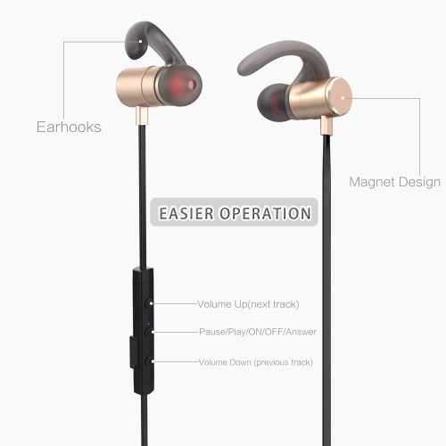 

Fozento FT4 BT Earphone Wireless Business Sport Stereo Headphone Running Headset Hands-free Pair/off/on Receive/Hang Music Play/Pause Volume +/- for iPhone 7 Plus Samsung S8+
