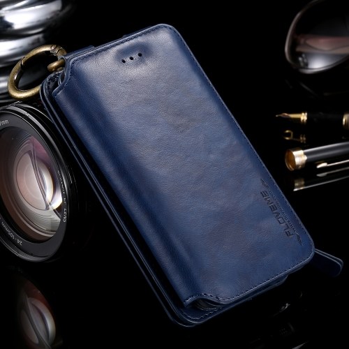 FLOVEME Funda de cuero universal para teléfono móvil con caja de cuero para iPhone 6/7/8 Carcasa desmontable con soporte para tarjetas