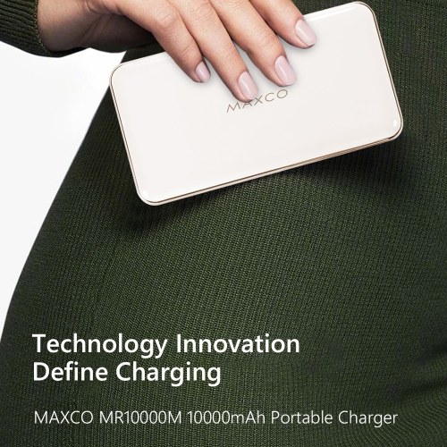 

MAXCO MR10000W Power Bank 10000mAh Portable Charger Support Wireless Charging Ultra-Compact Backup Charger 2.4A Output High-Speed Charging for iPhone iPad Samsung Galaxy and More