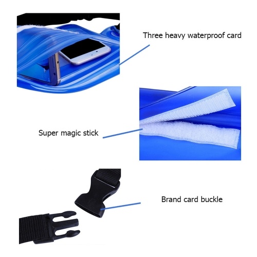 Waterproof Outdoor Swimming Drifting Pouch Dry Bag PVC Waist Phone Cover Storage Protective Bag Blue