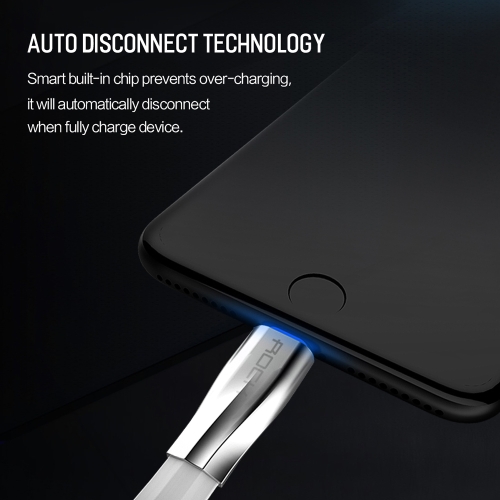 

ROCK Auto Disconnect Lightning Cable Salmon Series Breathing Light Metal Housing Durable Lightning Cable For iPod iPhone iPad iOS
