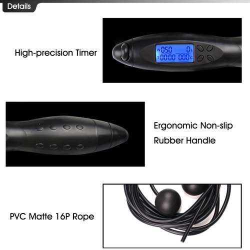 

Fitness Skipping Rope Adjustable Digital LCD Counting Calorie Timer Weight Setting Jump Rope Exercise Training Gym Sports for Kids Adults