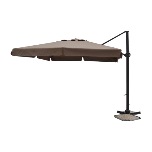 Parasol déporté carré 3x3 avec bandeaux flottants et pied alu