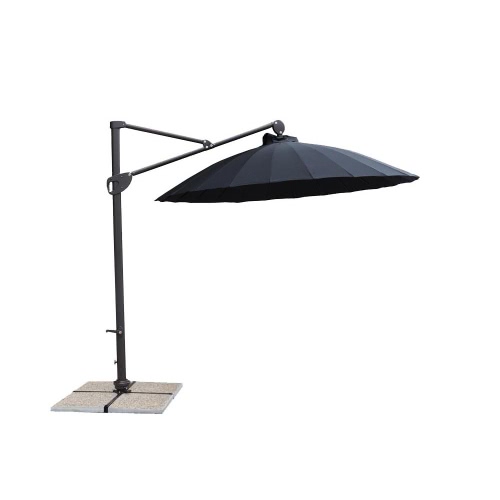 Parasol de jardin déporté noir dia. 280cm pied alu