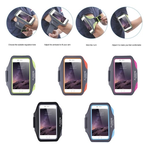 

FLOVEME Universal Sport Fitness Armband Phone Case Adjustable Belt with Key Slot for iPhone 6 Plus/6S Plus/7 Plus