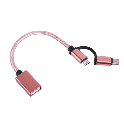 

2 in 1 USB OTG Cable Type-C/Micro USB to USB 3.0 Adapter Transfer Cable Braided Design Compatible with Andriod Phone