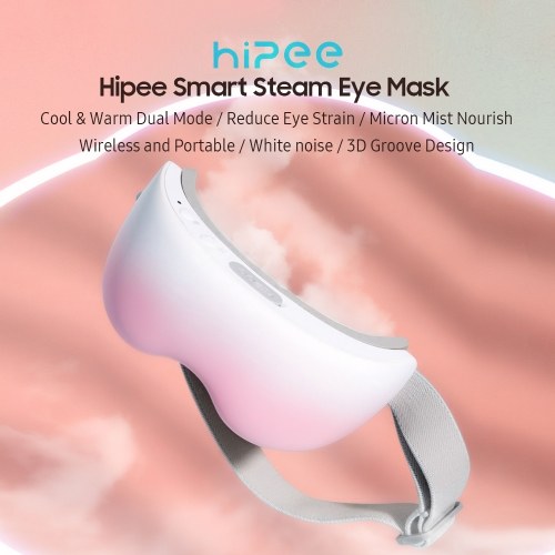 Hipee Smart Steam Eye Mask Portable Rechargeable Eye Heat Mask Eye Mask with Warm/Cool Modes for Relax and Reduce Eye Strain Dark Circles Eye Bags Dry Eye Improve Sleep