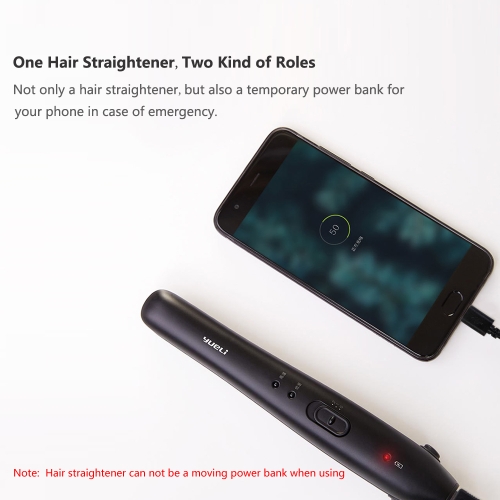 

yueLi Wireless Mini Hair Straightener Wireless 2500mAh Battery Portable LED Indicator for Traveling Home Office