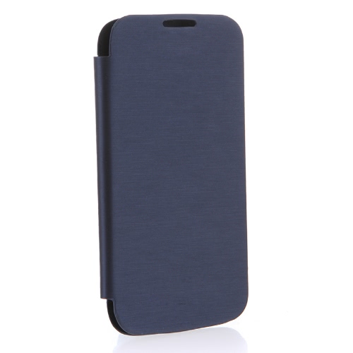 Tampa elegante do Back Flip PU Leather Battery caso de Habitação para Samsung Galaxy S4 i9500 / i9505 azul escuro