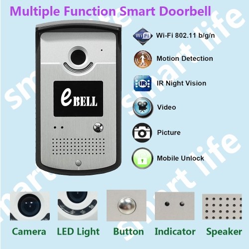 

Секонд хенд EBELL ATZ-DB003P Многофункциональный беспроводной WiFi Smart Video Визуальный дверной телефон IP дверной звонок P2P обнаружение домашней безопасности для Android IOS Мобильный телефон планшетный ПК