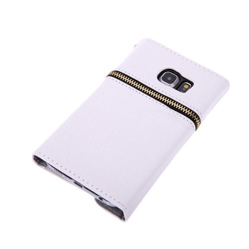 Fermeture à glissière unique PU portefeuille en cuir magnétique Flip Housse Etui porte-carte pour Samsung Galaxy S6 Edge