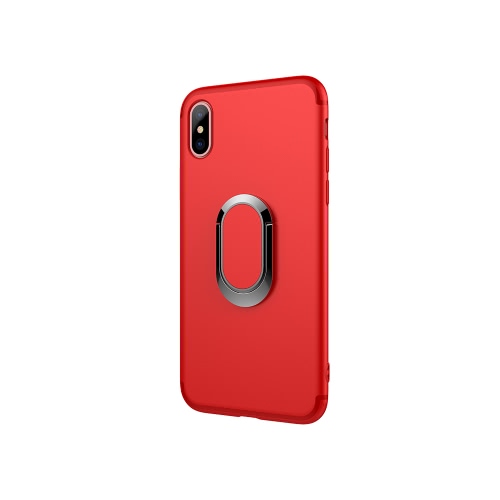 Phone Case Ultra-thin Soft Shell PC+TPU Shock-Absorption Anti-Scratch 360°Protection Cellphone Case Protective Shell Back Cover with 360° Rotation Finger Ring Holder for iPhone X