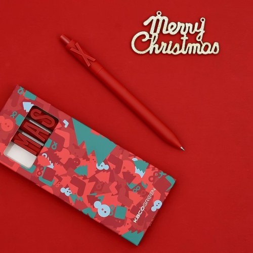 

Youpin KACO ALPHA Premium Refillable Retractable Rolling Ball Gel Pens Fine Point Ballpoint Pen Black Ink Gel Pens 4-Pack with Special Christmas Pattern Xmas Gifts for Children Friends