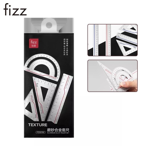 Fizz Metal Aluminum Ruler Set Measuring Scale Ruler Art Accessories Office School Supplies