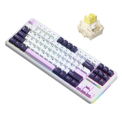 

AULA F87 Mechanical Keyboard - Wireless, Gasket Structure, Tri-Mode Connectivity, 87-Key Low-Delay Gaming Keyboard with Light Effect