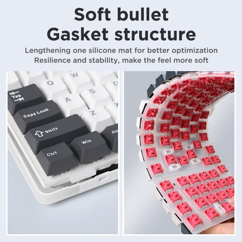 AULA F87 Mechanical Keyboard - Wireless, Gasket Structure, Tri-Mode Connectivity, 87-Key Low-Delay Gaming Keyboard with Light Effect 