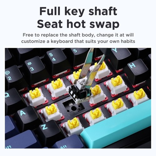 AULA F87 Mechanical Keyboard - Wireless, Gasket Structure, Tri-Mode Connectivity, 87-Key Low-Delay Gaming Keyboard with Light Effect 
