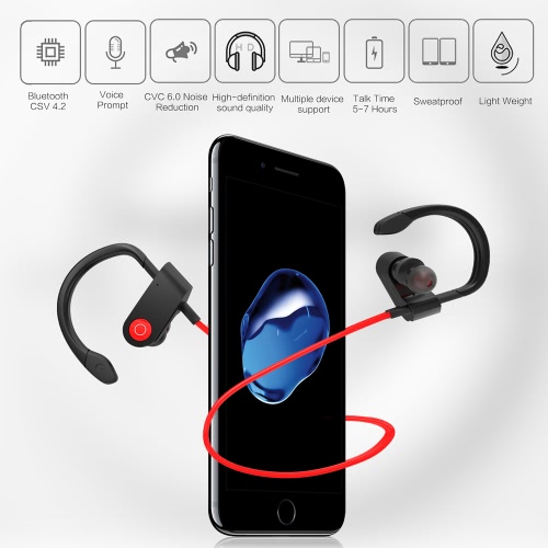 

Fozento FT1 In-ear Wireless Sport Stereo BT Headphone Headset Running Earphone Hands-free Pair/Off/On Receive/Hang Music Play/Pause Volume +/- for iPhone 7 Plus Samsung S8