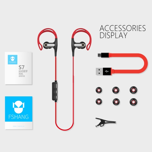 

FSHANG S7 HiFi Sport Earphone In-ear Stereo BT4.1 Running Headphone Headset Hands-free Pair/Off/On Receive/Hang Music Play/Pause Volume +/- for iPhone X Samsung S8+ Note 8