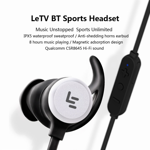 

Original LeTV LePBH301 Earpiece BT Sports Headset IPX5 Waterproof Sweatproof Qualcomm CSR8645 Hi- Fi sound BT4.1 Earphone For iOS/