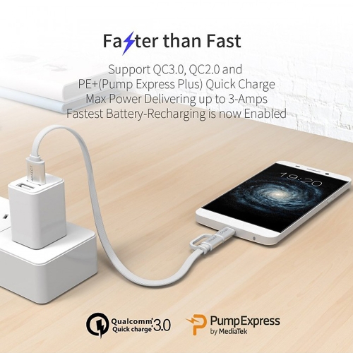 

AIFFECT 3.3Ft USB 2.0 to Micro USB / Type C Charging Cable Sync Data Line Cord for Samsung 2-in-1