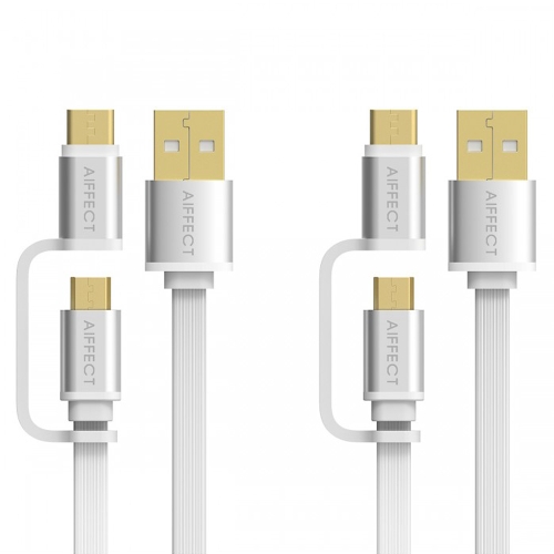 

AIFFECT 2 Pack 3.3Ft USB 2.0 to Micro USB / Type C Charging Cable Sync Data Line Cord for Samsung 2-in-1