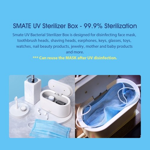 Xiaomi Smate UV Bacterial Sterilizer/ Box Beauty Tools/ Drying Sterilizer/ Virus Killer for Face Mask