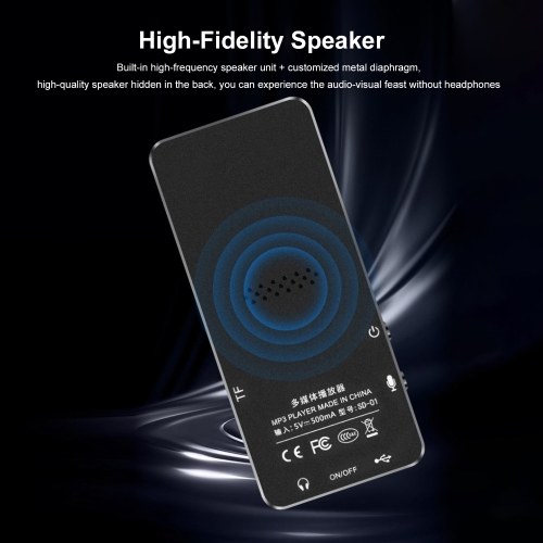 MP3 Player with BT 5.2 Portable Digital Sports Audio Player Built-in Clear Speaker Multi-Function FM Radio Voice Recorder Game Player