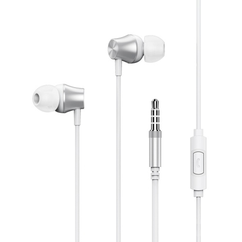 Remax RW-105 In-Ear HD Sound Wired Metal Earphone Bass Headphone with Microphone for Phone Call Music Earbuds with 3.5mm Plug Compatible with Phones Tablets Computers