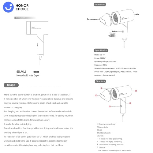 

SIAU CL-501 Household Hair Dryer
