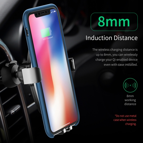

ROCK Wireless Charging Gravity Car Mount 2 in 1 10W Qi Standard Phone Charger Holder