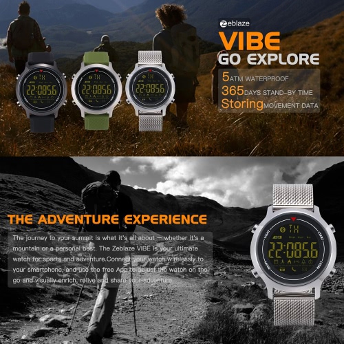 Zeblaze VIBE Sport SmartWatch Designed for hiking 5ATM waterproof 365 days stand-by time for Android&iOS