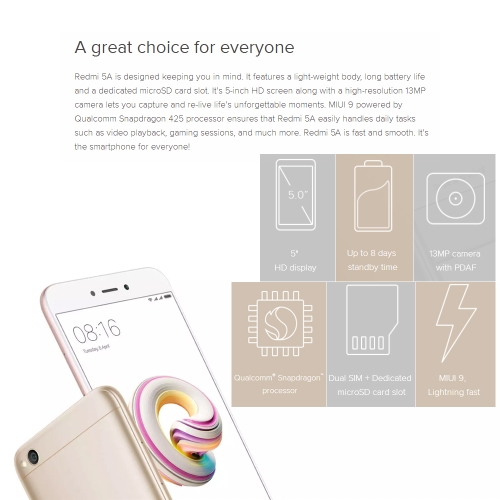 

Xiaomi Redmi 5A 4G Smartphone 2GB+16GB