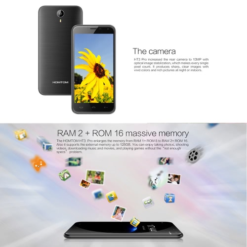 

Originial HOMTOM HT3 Pro 5.0» экран HD 1280 * 720pixel смартфон 4G FDD LTE MTK6735P Quad-core 1.0 ГГц Android 5.1 сотовый телефон