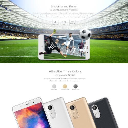 

LEAGOO M5 Смартфон 3G WCDMA MTK6580A 2.5D 5.0 ​​дюйма HD 1280 * 720 пикселей экрана Android 6.0 2G + 16G 5MP + 8MP двойной камеры металлический каркас отпечатков пальцев Разблокировка Smart Gesture