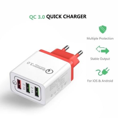 

Fast Phone Charger QC3.0 3 Ports USB EU Power Adapter Travel Charger Power Adaptor Socket