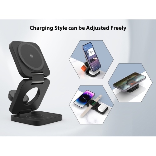 

KU XIU X55 Fast Wireless Charger 3 in 1 Charging Station Magnetic Foldable Travel Charging Station