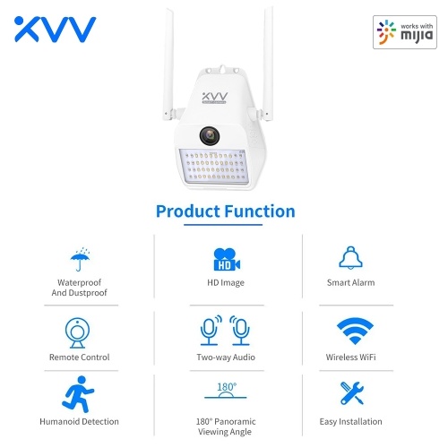 

Xiaomi Xiaovv D7 IP Camera XVV-1120S-D7 Intelligent 1080P Waterproof IP Camcorder Wall Lamp IR Night Vision Motion Detection Outdoor Camera Home Security Camera Work With Mijia APP