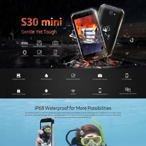 

NOMU S30 mini IP68 4G Smartphone 4.7 inches LTPS HD 3GB RAM 32GB ROM