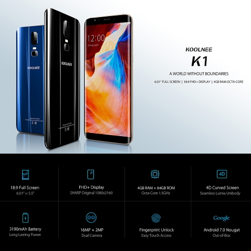 

KOOLNEE K1 4G Smartphone 6.01-Inch 18:9 Screen 4GB RAM 64GB ROM