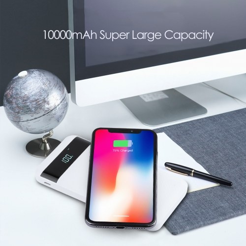 AWEI Wireless Power-Bank 10000mAh Mobile Power-Pack Batería de respaldo externa de carga rápida portátil Paquete de batería externa para teléfono móvil