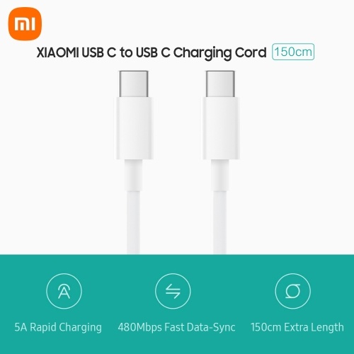Xiaomi USB C 100W Cable Type C Charging Cord USB C to USB C Data Cable (1.5m 5A) Compatible with Samsung Galaxy/Huawei/Xiaomi 