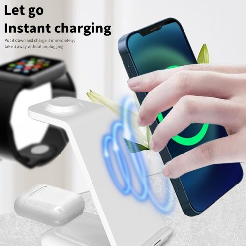 Intelligent 3-in-1 Wireless Magnetic Charger Stand Q_i Fast Charging Dock Station