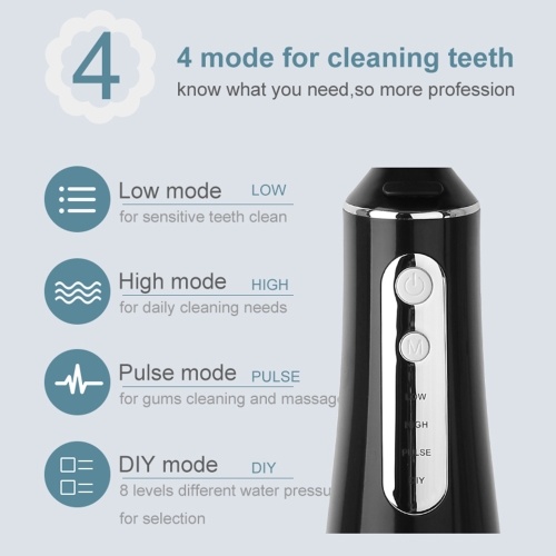 Cordless Water Flosser Dental Oral Irrigator with Teeth Cleaner for Travel Home Office with 6pcs Jet Tips Waterproof Storage Bag