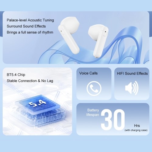 Lenovo Thinkplus LP42 Wireless Earbuds with Clear Mic, Noise Reduction,  Long-Lasting