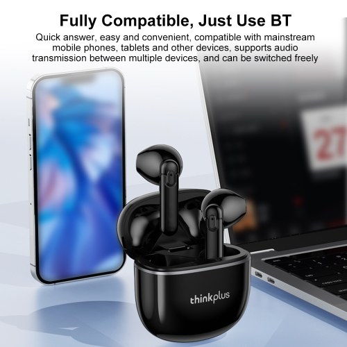 Lenovo Thinkplus LP42 Wireless Earbuds with Clear Mic, Noise Reduction,  Long-Lasting 