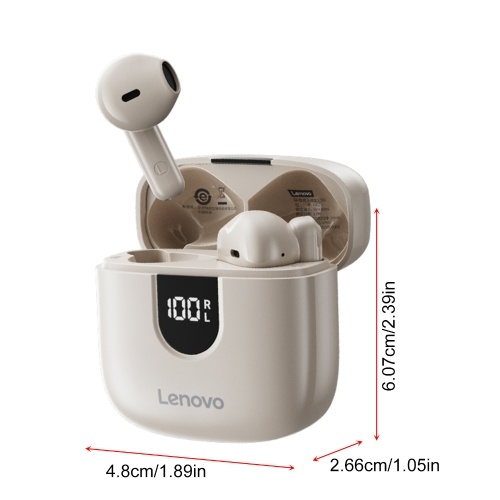 Lenovo EA120 Semi-In-Ear Wireless Earbuds Smart Noise Canceling BT Headphones with LED Display Dual Modes Decoding Sport Gaming Earphones 