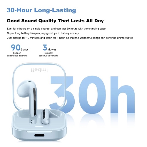 Redmi Buds6 Wireless Earbuds BT 5.4 Half-In-Ear Headphones Noise Cancelling Earphones for Calls 30H Long Battery Lifespan IPX4 Waterproof