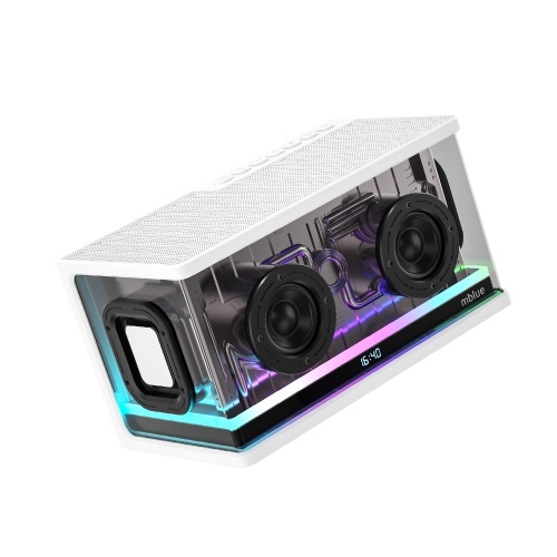 mblue Heavy Bass BT Speaker Mechanical Transparent Sound Box with Colorful Lights 2.1 Stereo Sound Wireless Portable Speaker for Party Outdoors